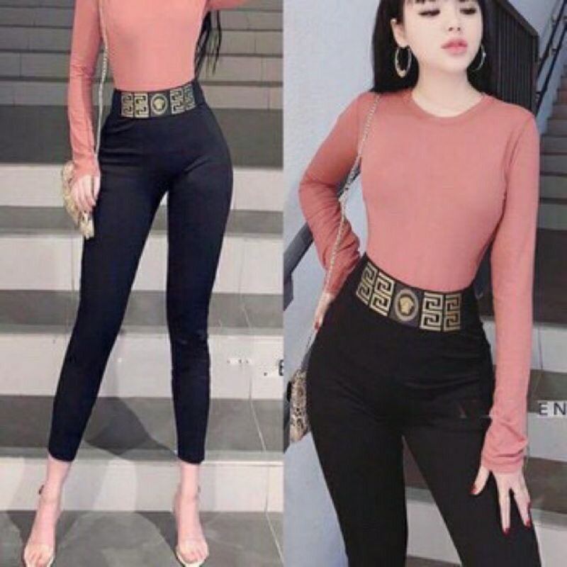 Quần legging umi hàn cạp chữ siêu phẩm hót ảnh thật