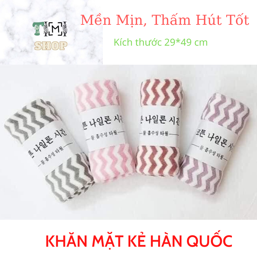 Khăn mặt kẻ xuất hàn mềm, nhẹ, thấm hút nước tốt