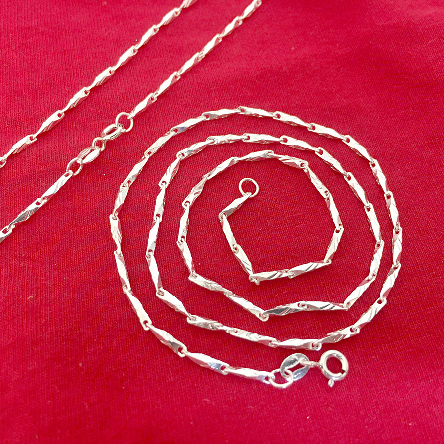 Dây chuyền nữ Bạc Quang Thản, vòng đeo cổ nữ mắt tròn phay hoa văn sáng bóng độ dài 48cm chất liệu bạc thật không xi mạ phù hợp đeo cho mọi lứa tuổi - QTVCNU12