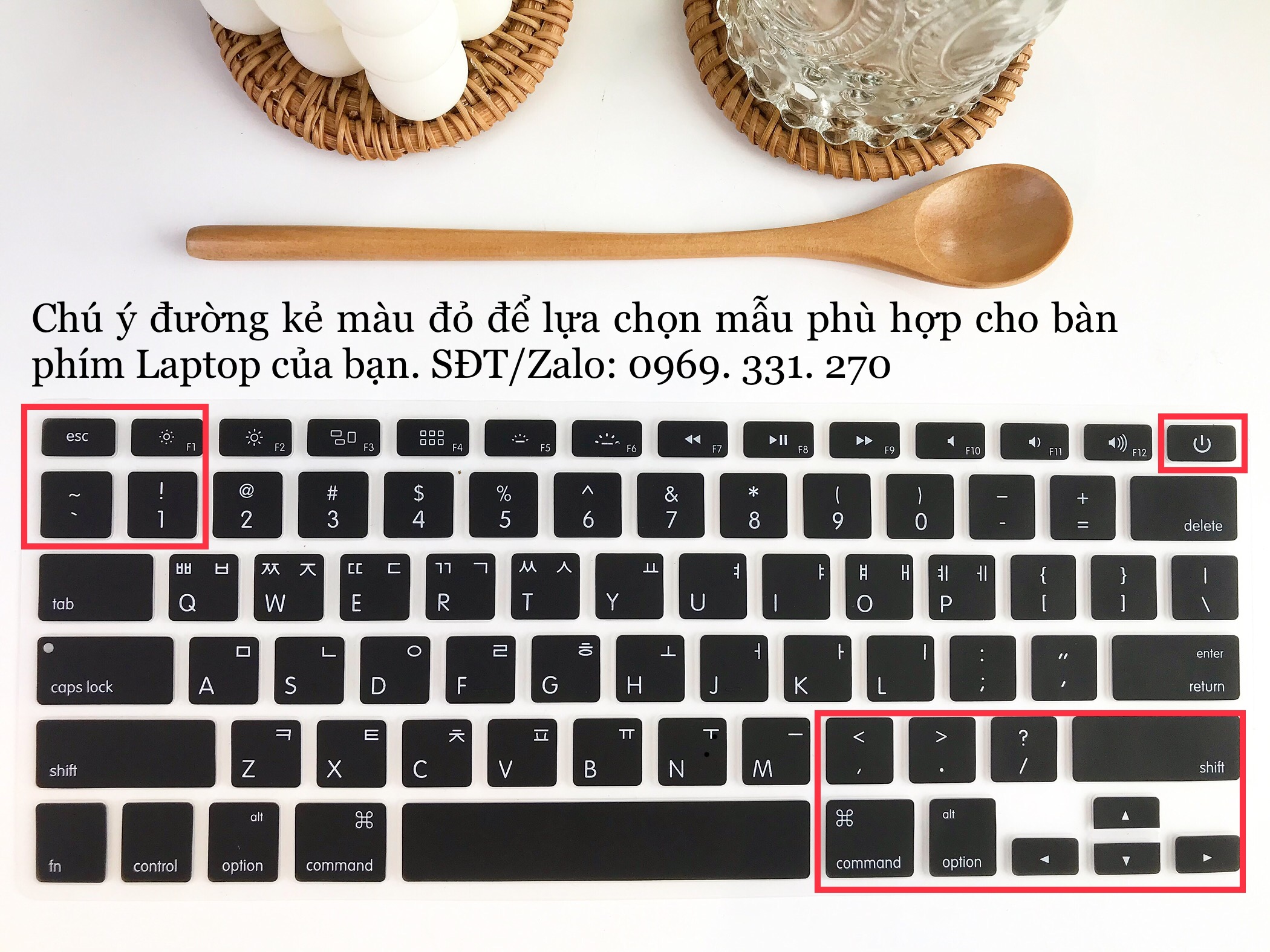 Phủ bàn phím silicon Tiếng Hàn dùng cho các loại Macbook