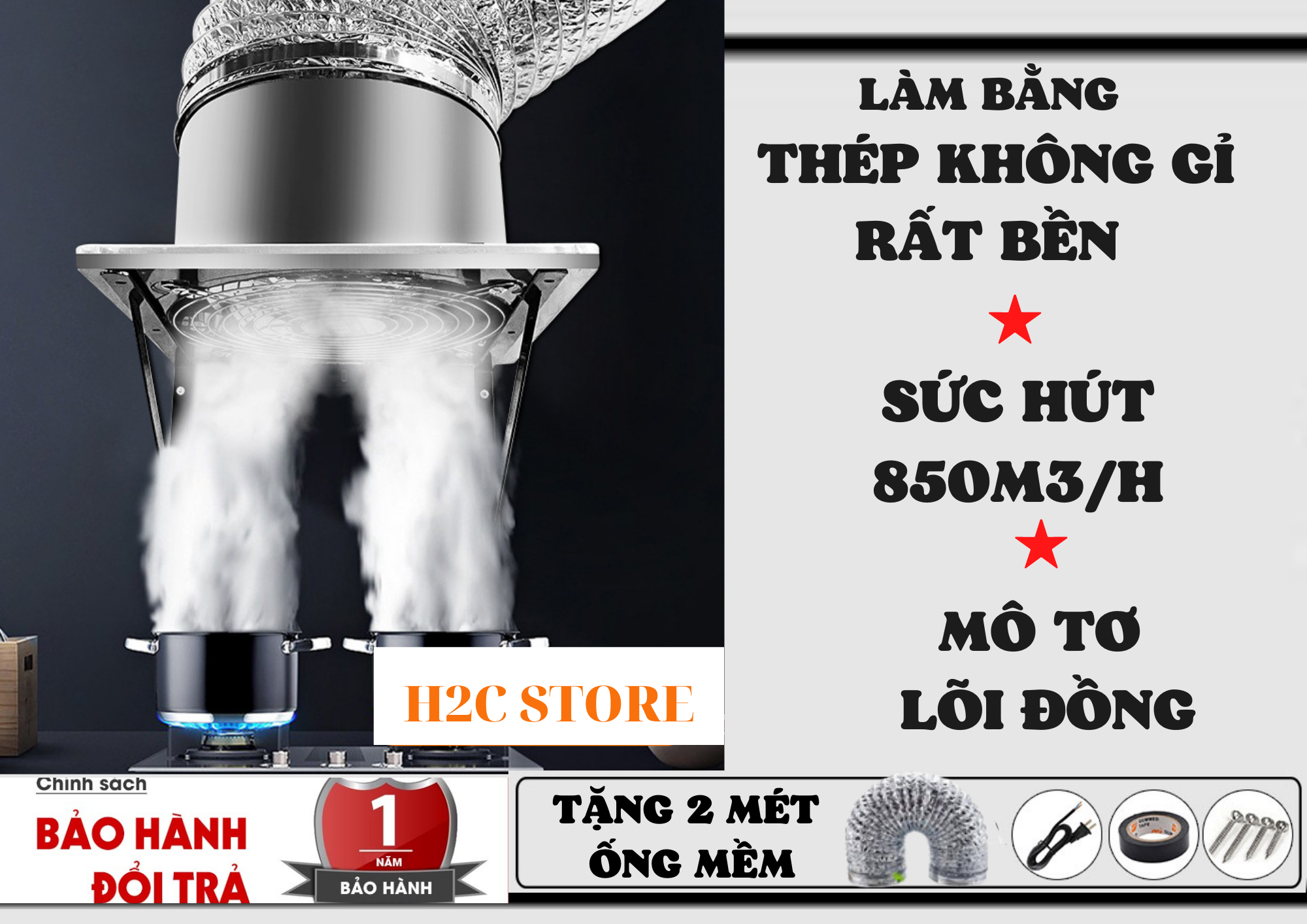 Quạt hút thông gió đường kính 20cm tặng kèm ống mềm! Quạt hút mùi bếp, hút vệ sinh, hút phòng, thông gió, hút khói hàn,....