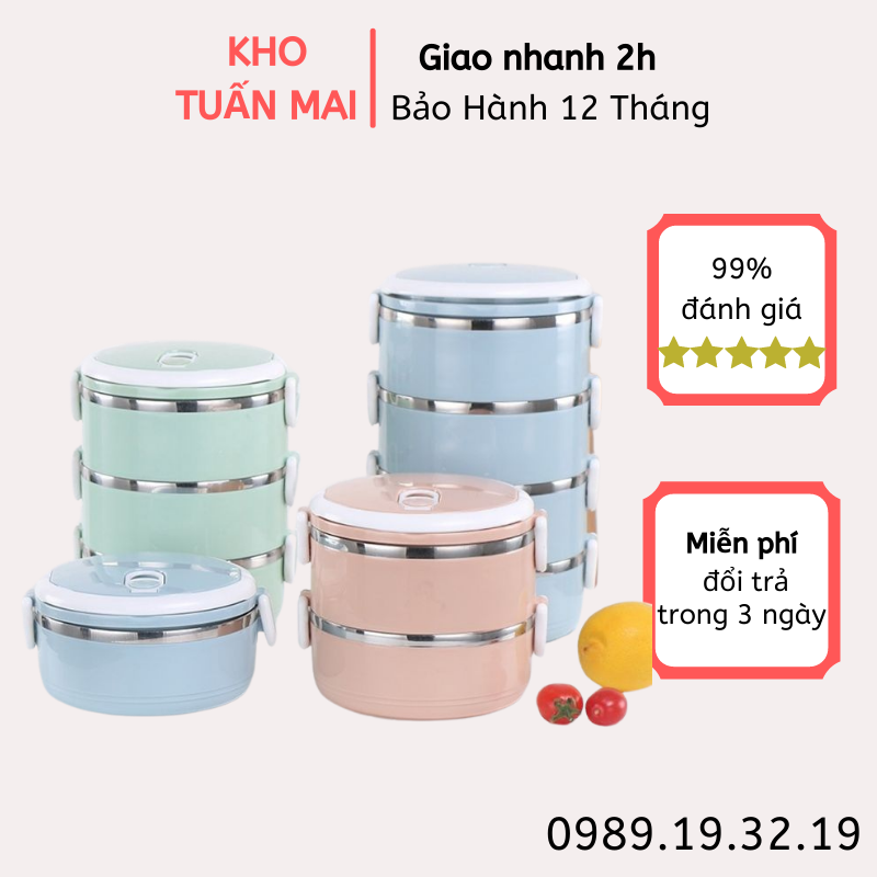 Hộp đựng cơm giũ nhiệt lõi inox nhiều tầng cao cấp