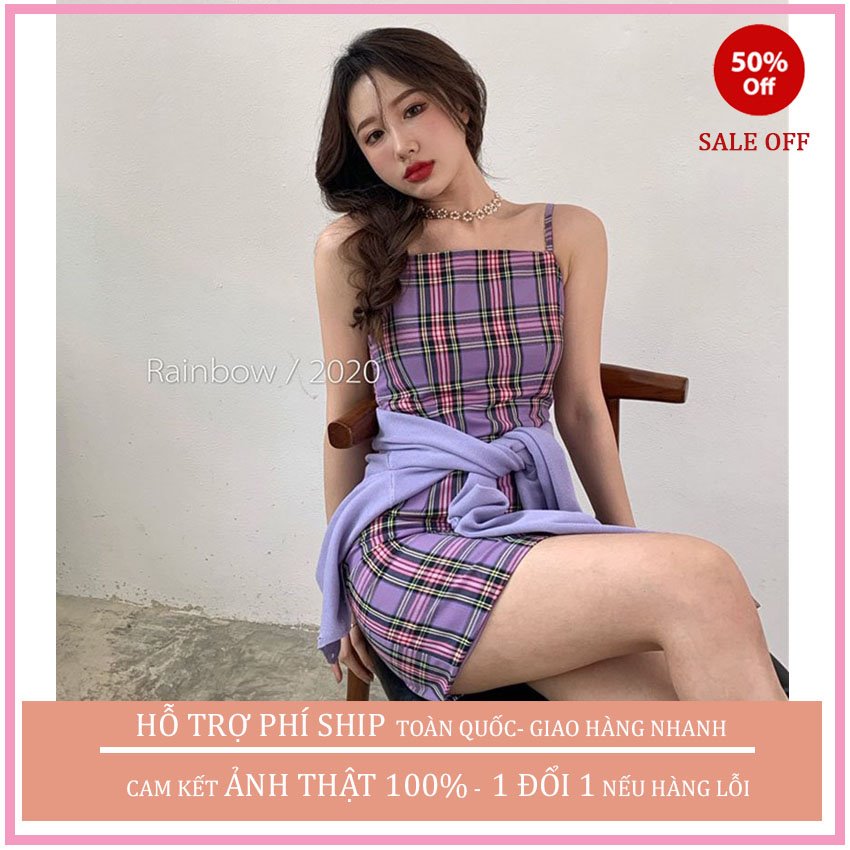 sét váy yếm hai dây hithot thời trang nữ, đầm hai dây dáng ôm màu tím thời trang hàn quốc, kèm ảnh thật kho sỉ .com