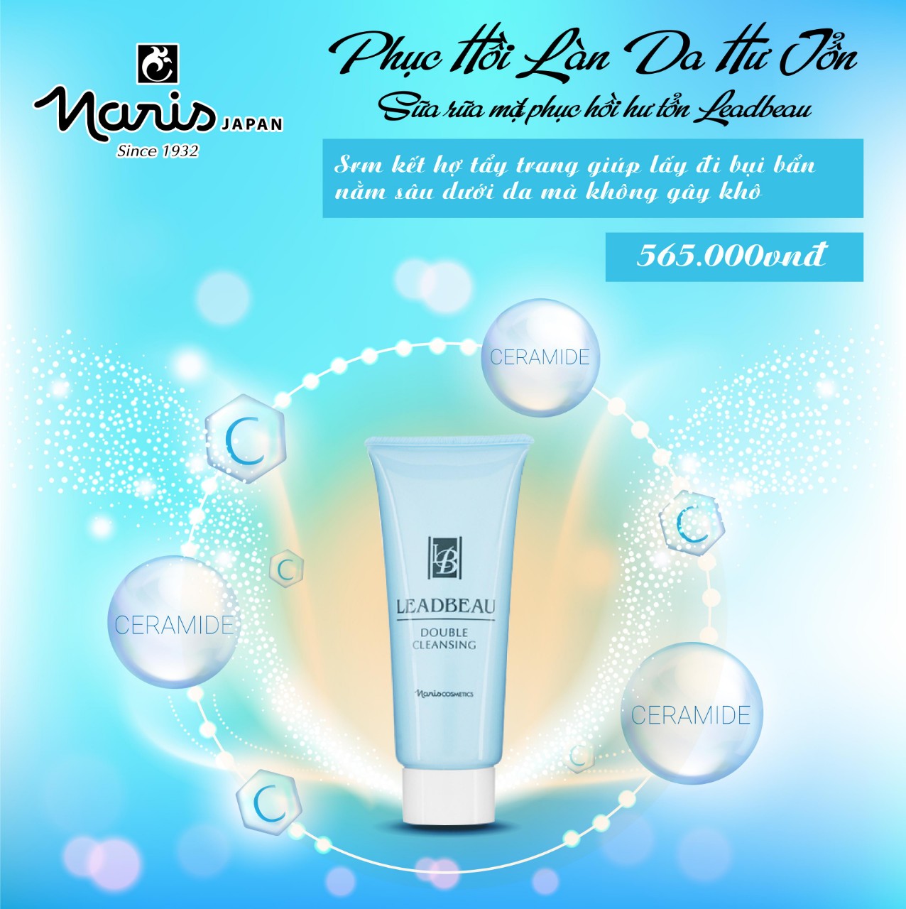 Sữa rửa mặt tẩy trang Naris Leadbeau Double Cleansing 100ml