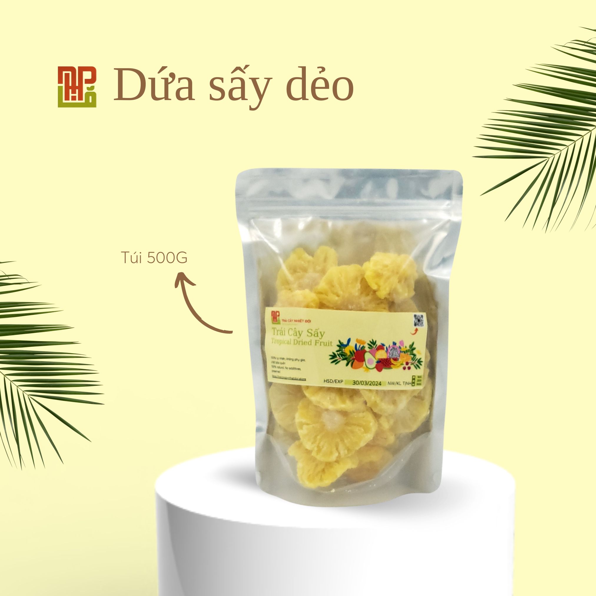 500G Thơm Dứa Sấy Không Đường- Mứt Dứa Thơm Ngọt Tự Nhiên - Trái Cây Sấy Nhiệt Đới