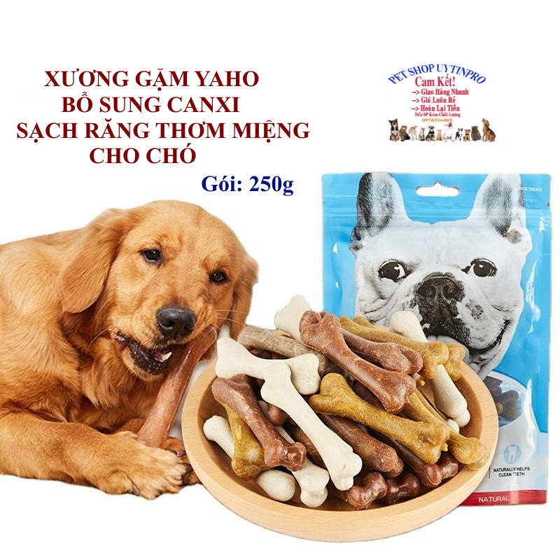 [Hoàn tiền 10%]  XƯƠNG GẶM CHO CHÓ THÚ CƯNG Yaho Dog Treats Hình cục xương Gói 250g Bổ sung canxi Sạch răng Thơm miệng Loại bỏ mảng bám - Pet shop Uytinpro