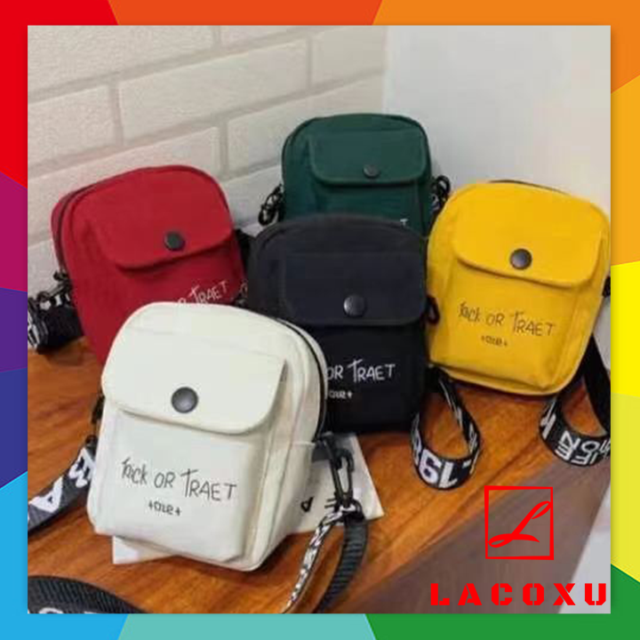 Túi Đeo Chéo Nữ Vải Canvas Mini Trick Or Treats Cúc Bấm Cá Tính Thời Trang Tiện Dụng