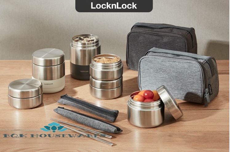 Bộ hộp cơm giữ nhiệt locknlock lhc8013gry – màu xám