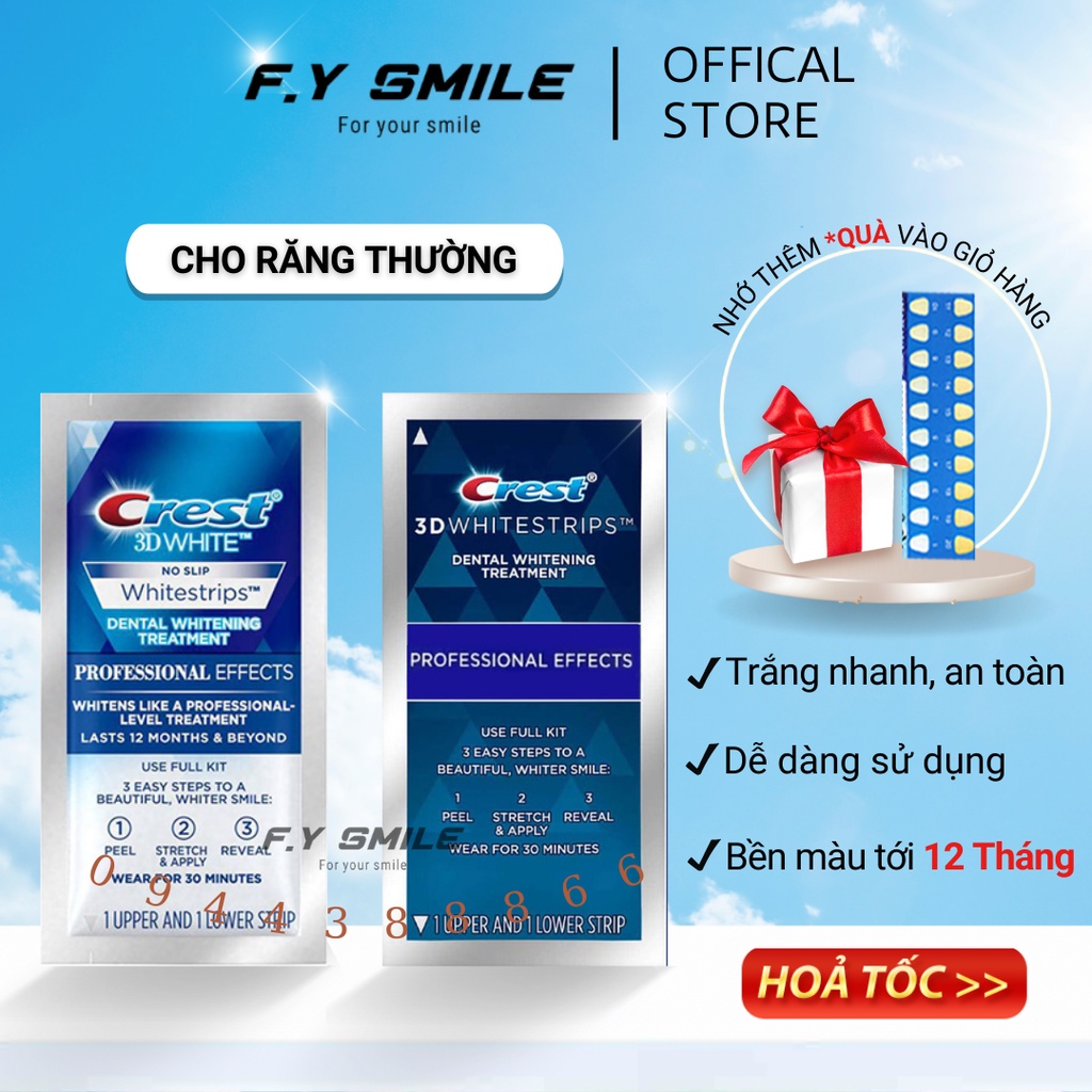Miếng dán trắng răng Crest 3D White Professional Effects – Dán trắng răng cho răng thường