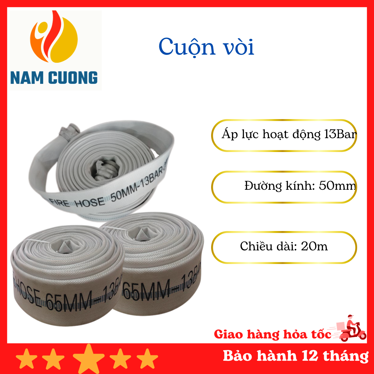 Vòi chữa cháy D50 13bar có khớp nối