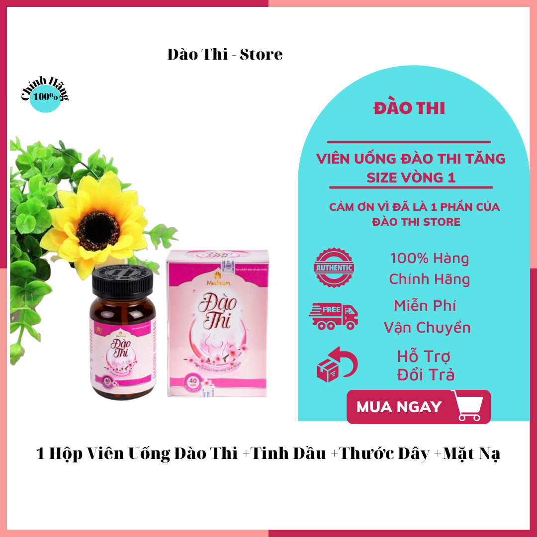 [ Tặng Tinh Dầu Massage ] Viên Uống  Đào Thi Tăng V1+ Tặng Tinh Dầu MaSa V1+Thước Dây
