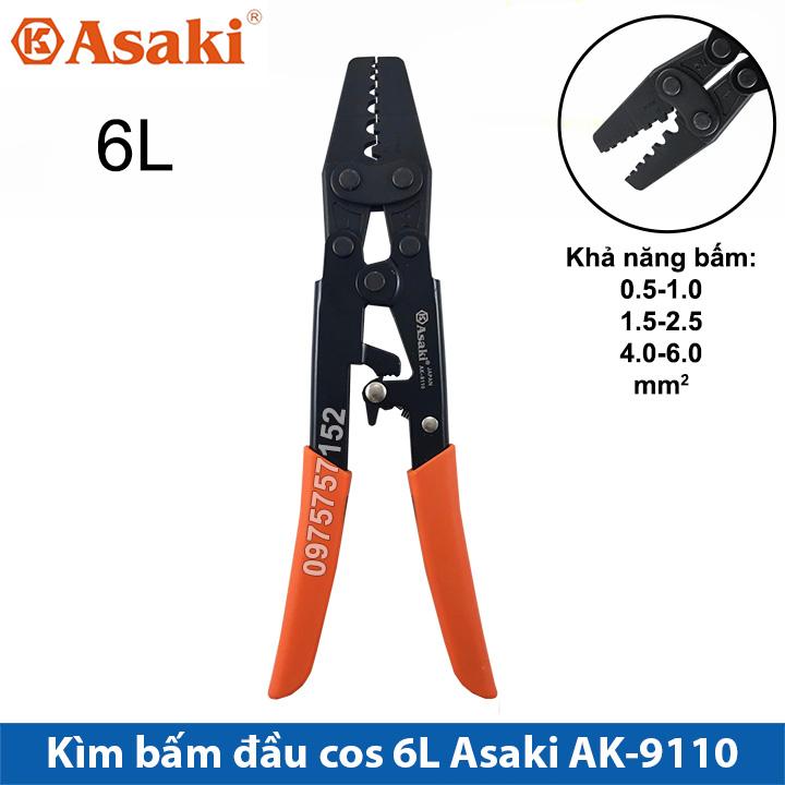Kìm bấm cos 6l 0.5 - 6mm2 asaki ak-9110 - kềm bấm cốt 6l
