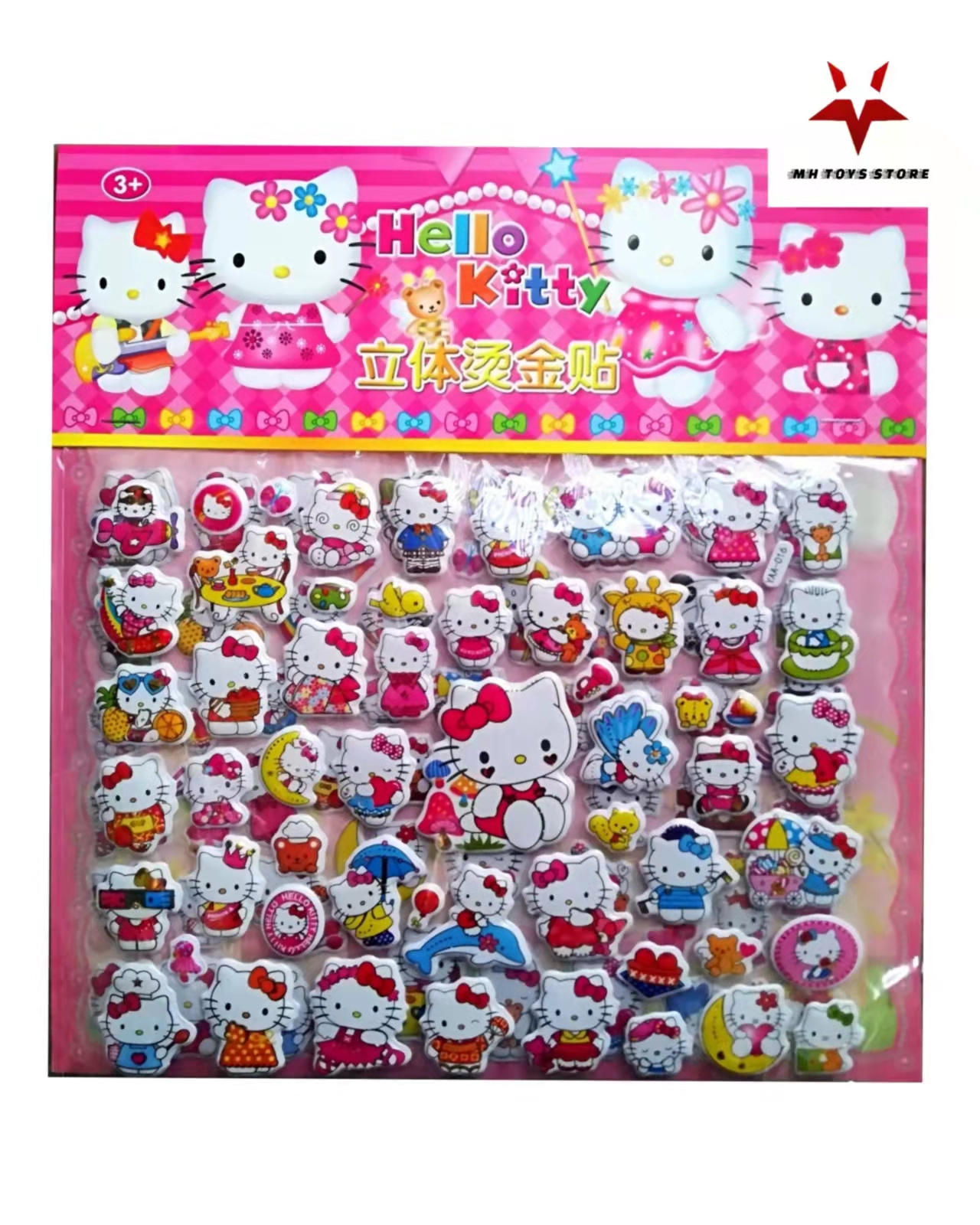 Hình dán stickers Hello Kitty nổi 3D- 2 in 1 trên 100 hình
