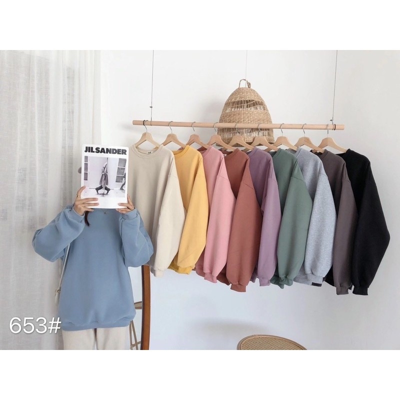 Áo nỉ bông siêu ấm, free size dưới 60kg, nhiều màu hot trend