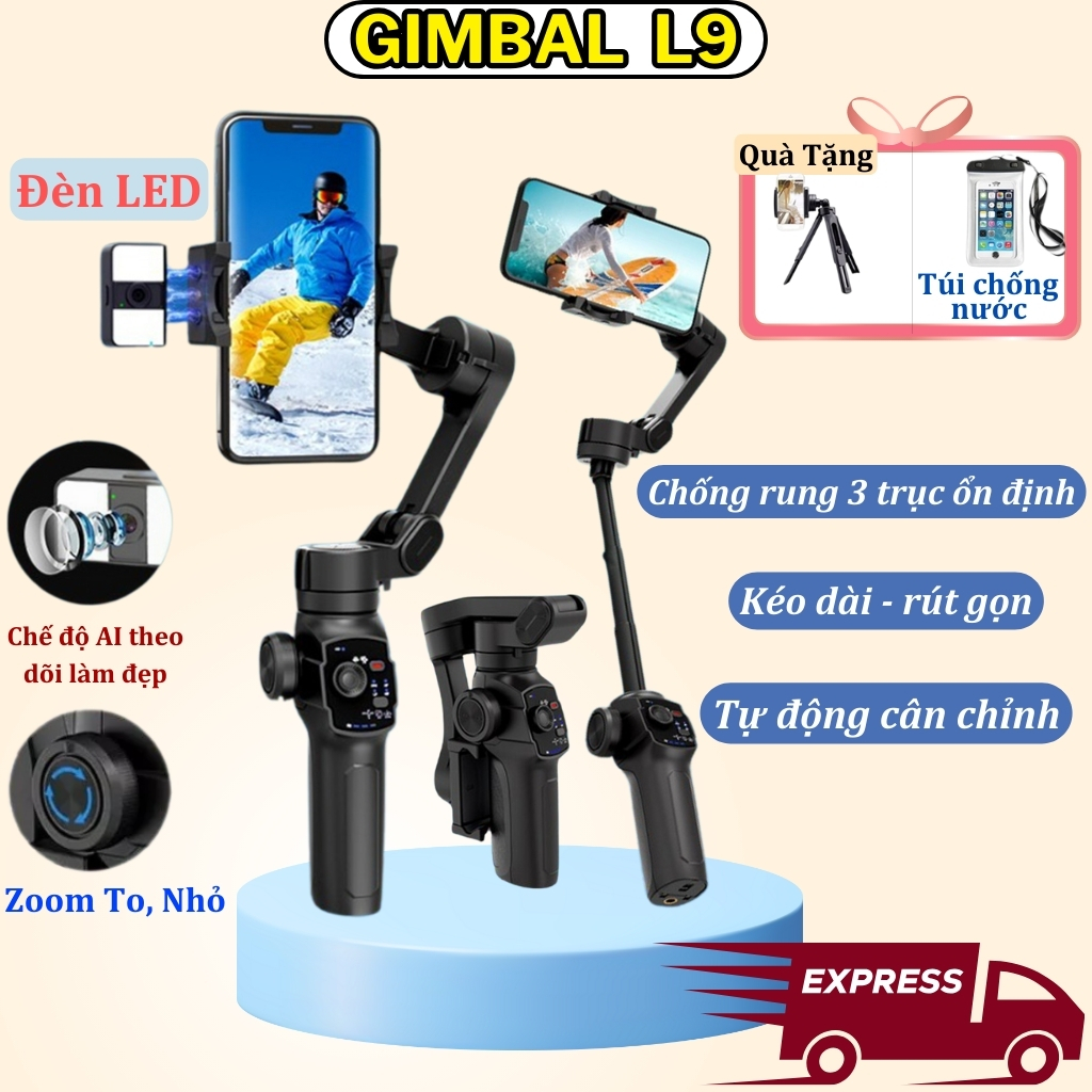 Gậy quay video chống rung AOCHUAN L9 kéo dài - Cây gimbal chống rung điện thoại quay video, chụp ảnh