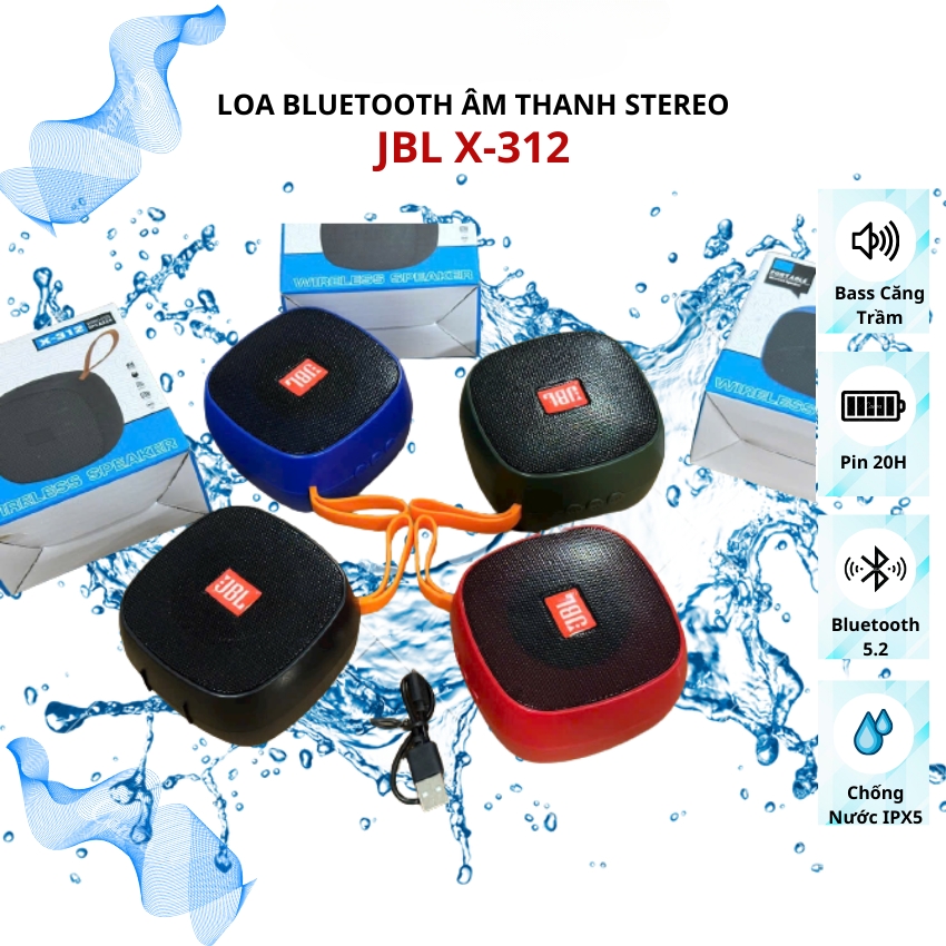 Loa không dây nghe nhạc Loa Bluetooth mini X-312 thiết kế nhỏ gọn sang trọng âm thanh hay bass mạnh kết nối đa cổng, Âm thanh 9D 360 độ