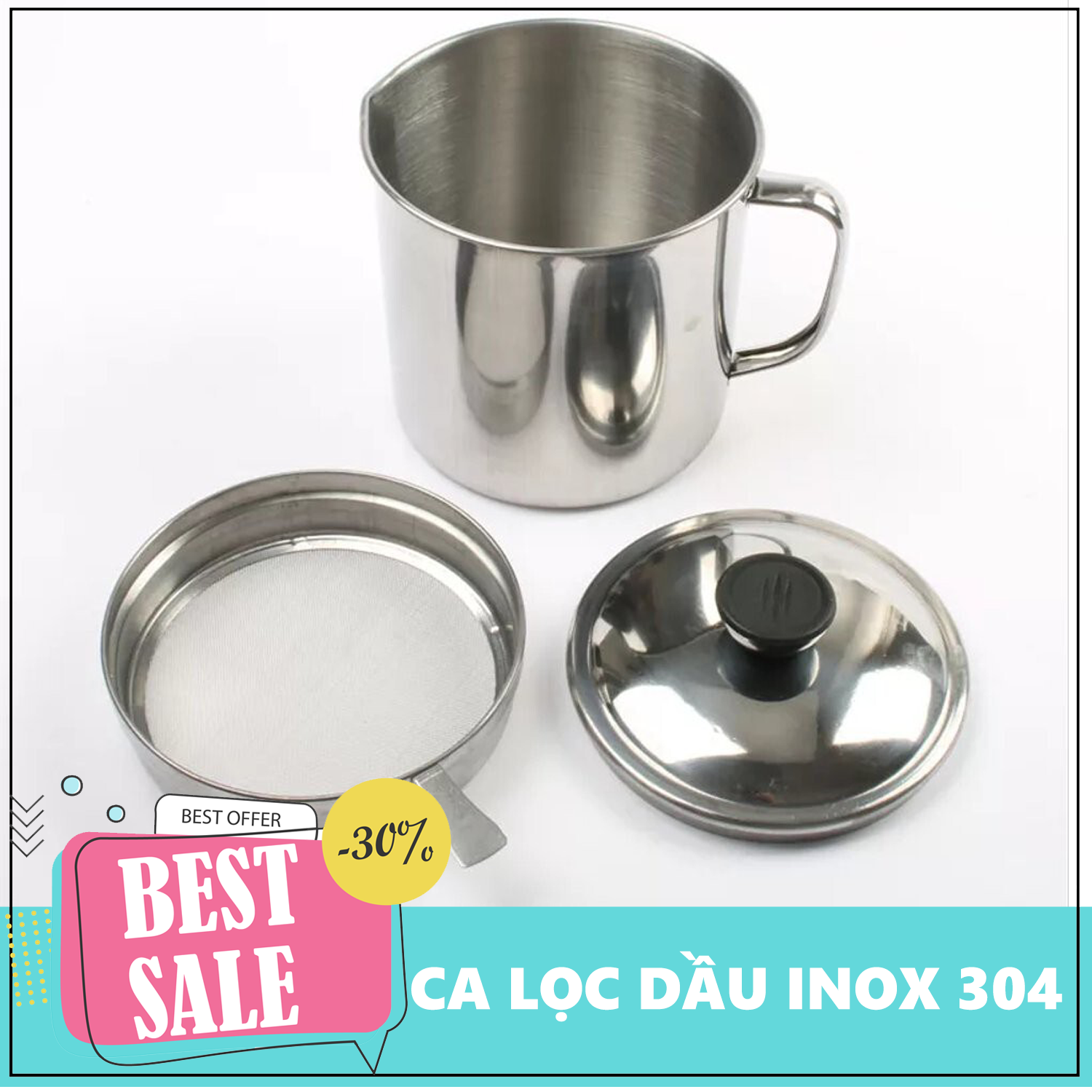 [TẶNG KÈM BỘ 3 THÌA INOX] Ca lọc dầu ăn inox 304 - Ca lọc dầu ăn, ống lọc dầu, lọc dầu ăn - Chất liệu Inox 304, an toàn, tiện dụng