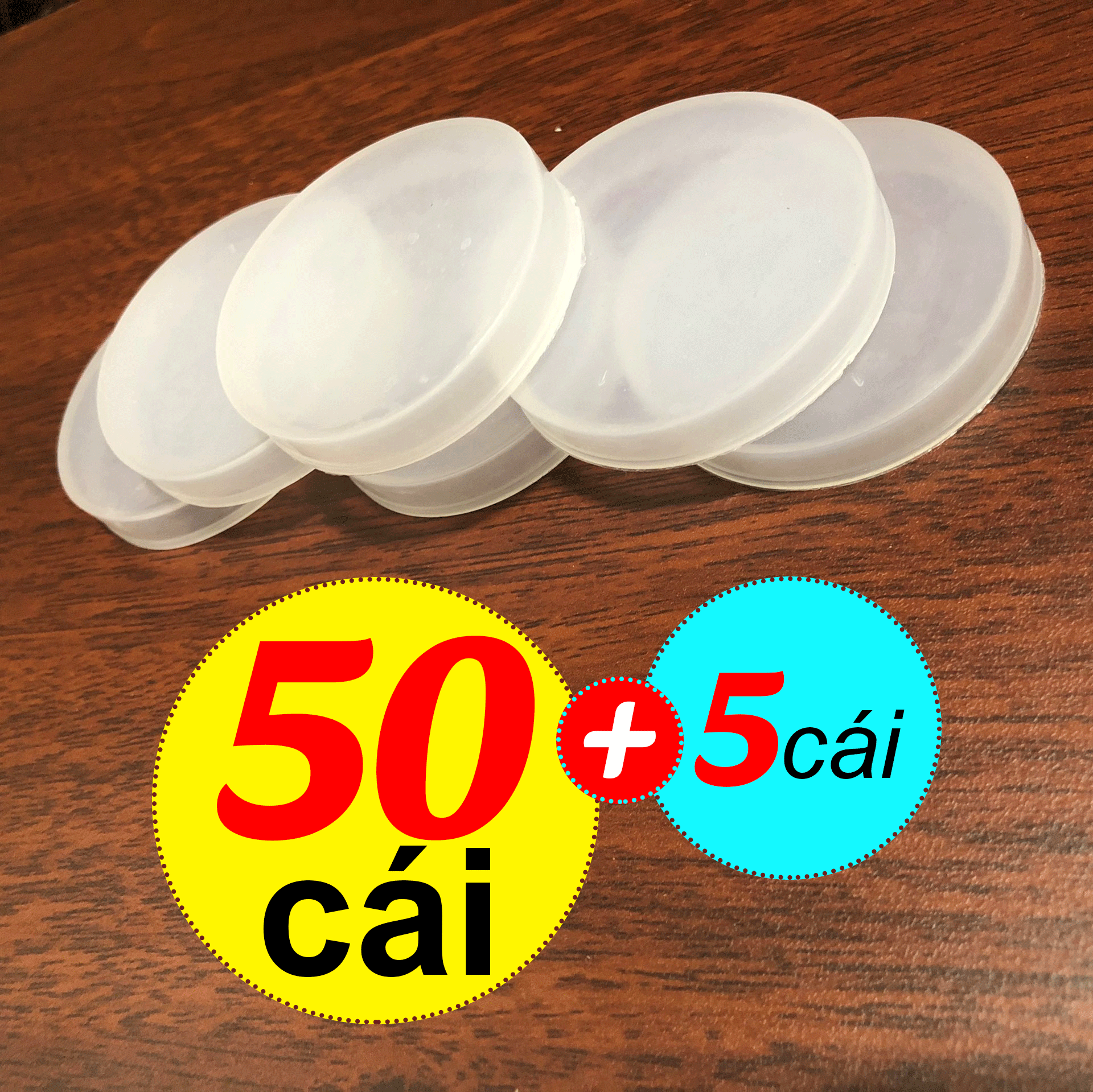 Tặng miễn phí 5 cái khi mua nắp nhựa hũ sữa chua / nắp tròn hủ yogurt / nắp nhựa hủ pudding [đường kính 51mm)