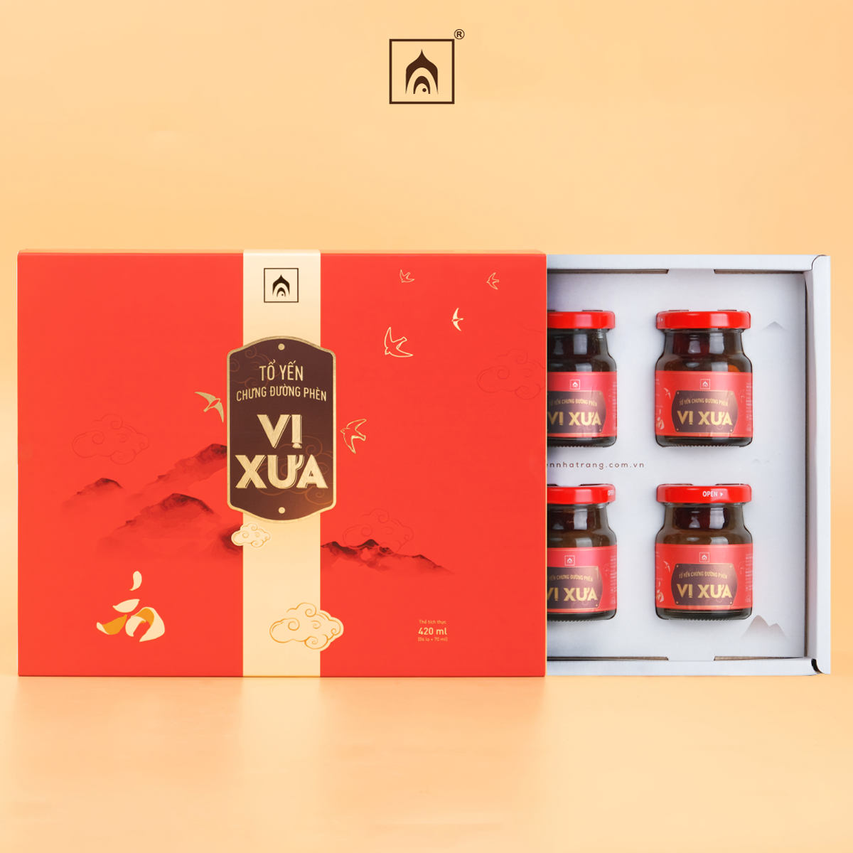 Tổ yến chưng đường phèn cao cấp Vị Xưa - Nhà Yến Nha Trang - Hộp 6 lọ - Nước yến sào cao cấp - Nước yến chưng sẵn - Tổ yến chưng sẵn