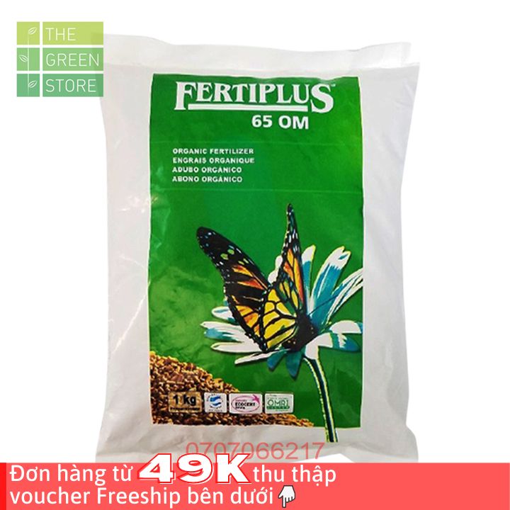 Phân bón hữu cơ Hà Lan Fertiplus con bướm (1kg) dạng viên nở dễ hấp thu cho hoa hồng, mai vàng, cây cảnh, rau màu, cây ăn trái