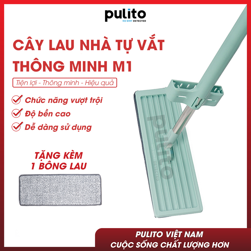 Chổi lau nhà tự vắt chính hãng PULITO tự vắt đồ dùng gia đình thông minh tiện lợi CLN-M1-GREEN