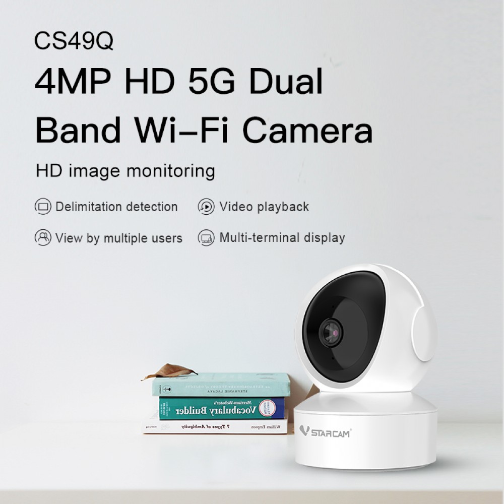 Camera IP Wifi STARCAM CS49Q 4MP Robo, Quay 348º Theo Chiều Ngang Và 70º Theo Chiều Dọc, Đàm Thoại 2 Chiều, 5GHz, Hồng Ngoại 10M, Có LAN, Hỗ Trợ WIFI Kết Nối Siêu Nhanh, Công Nghệ AI , Tầm Nhìn Ban Đêm Cực Tốt