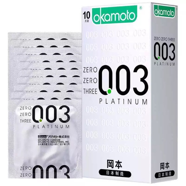 Bao cao su Okamoto Bạch Kim 003 hộp 10 cái