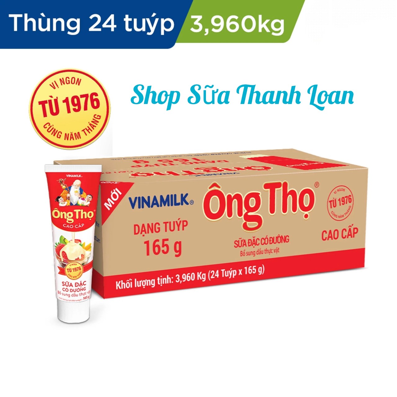 HSD T6-2026 Thùng 24 Tuýp Sữa Đặc Có Đường Ông Thọ Đỏ 165g.