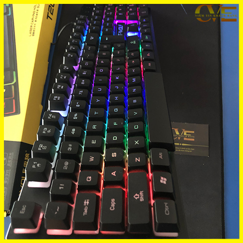 Bàn phím giả cơ t-wolf tf20 led 7 màu - bàn phím máy tính có dây chuyên gaming chính hãng
