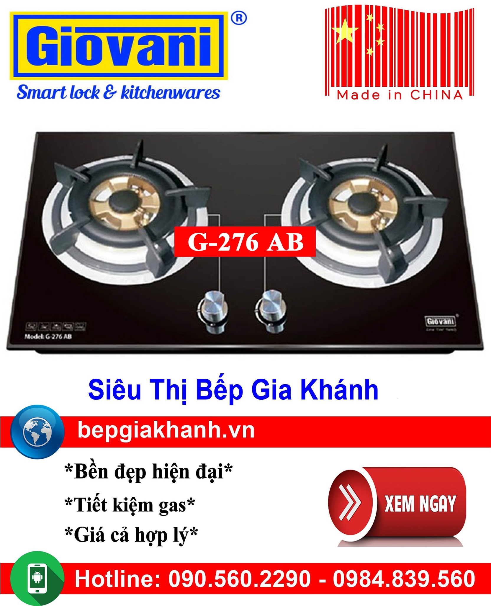 [HCM]Bếp gas âm 2 vùng nấu Giovani G-276 AB sản xuất Trung Quốc, bếp gas, bếp gas đôi, bếp gas đơn, bếp gas âm, bếp ga, bếp ga đôi, bếp ga đơn, bếp ga âm, bep ga, bep gas