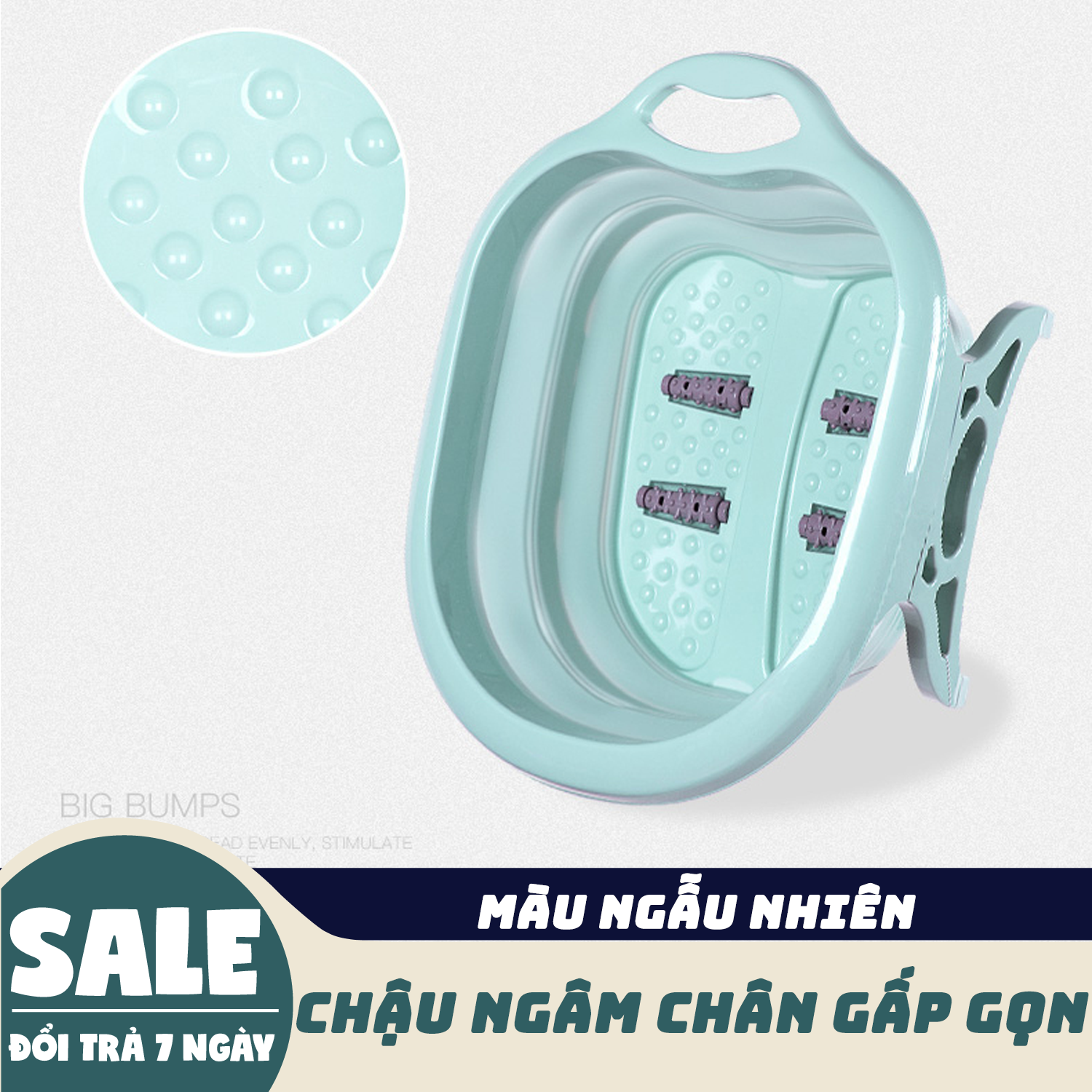 Chậu ngâm chân gấp gọn, chậu massage chân, chậu mát xa chân, chậu ngâm chân, 4 con lăn massage cực thư giãn (giao màu ngẫu nhiên) - 1 ĐỔI 1 TRONG 7 NGÀY
