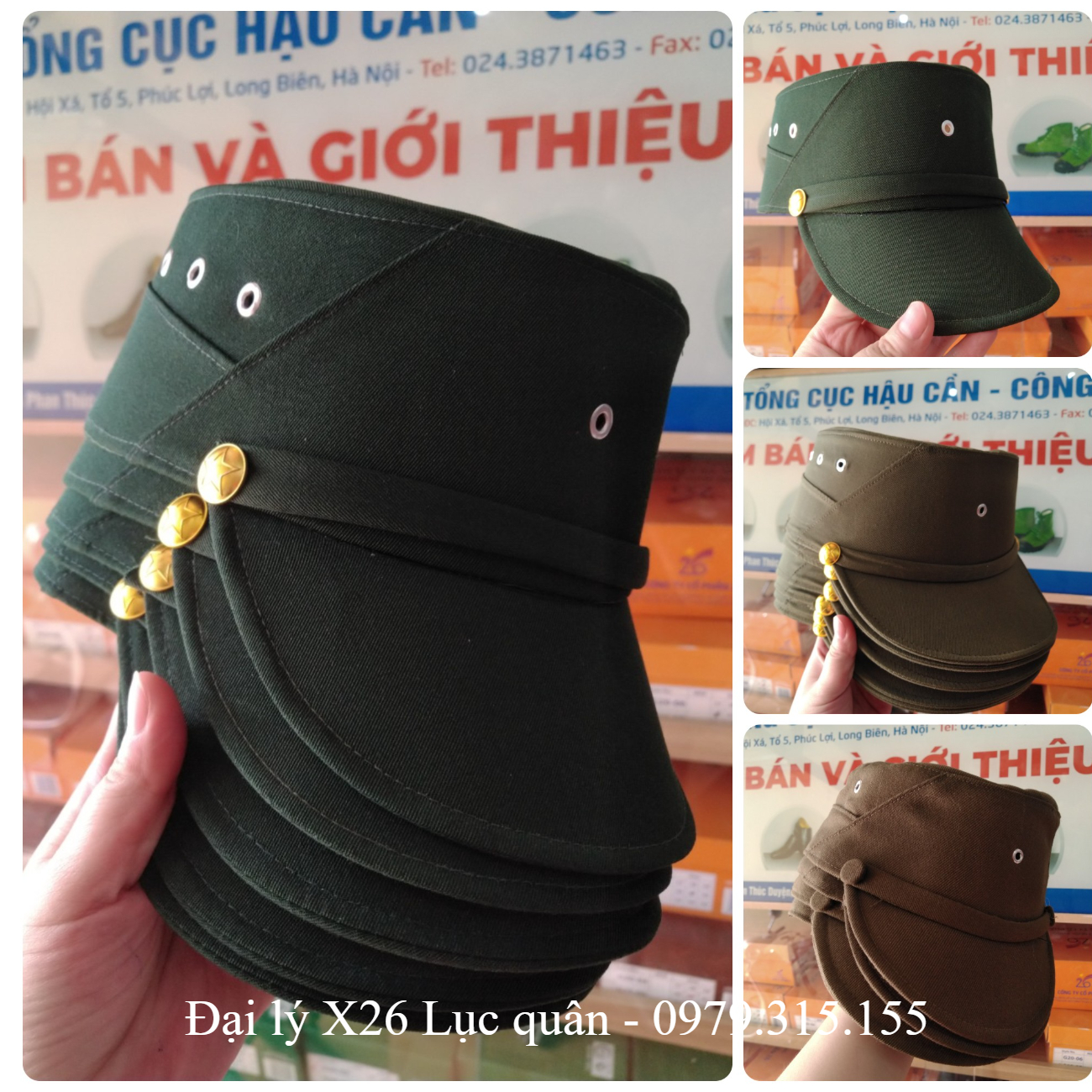 Mũ mềm cựu chiến binh màu xanh rêu, màu cỏ úa