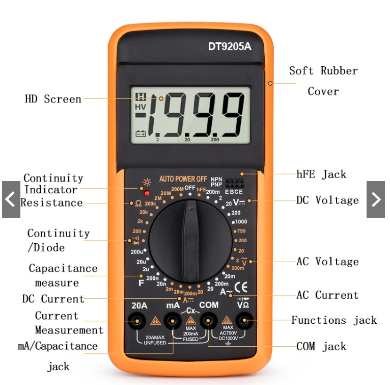 Vastar đồng hồ vạn năng dt9205a đồng hồ vạn năng thông minh màn hình kỹ thuật số độ chính xác cao dụng cụ kiểm tra bảo trì thợ điện
