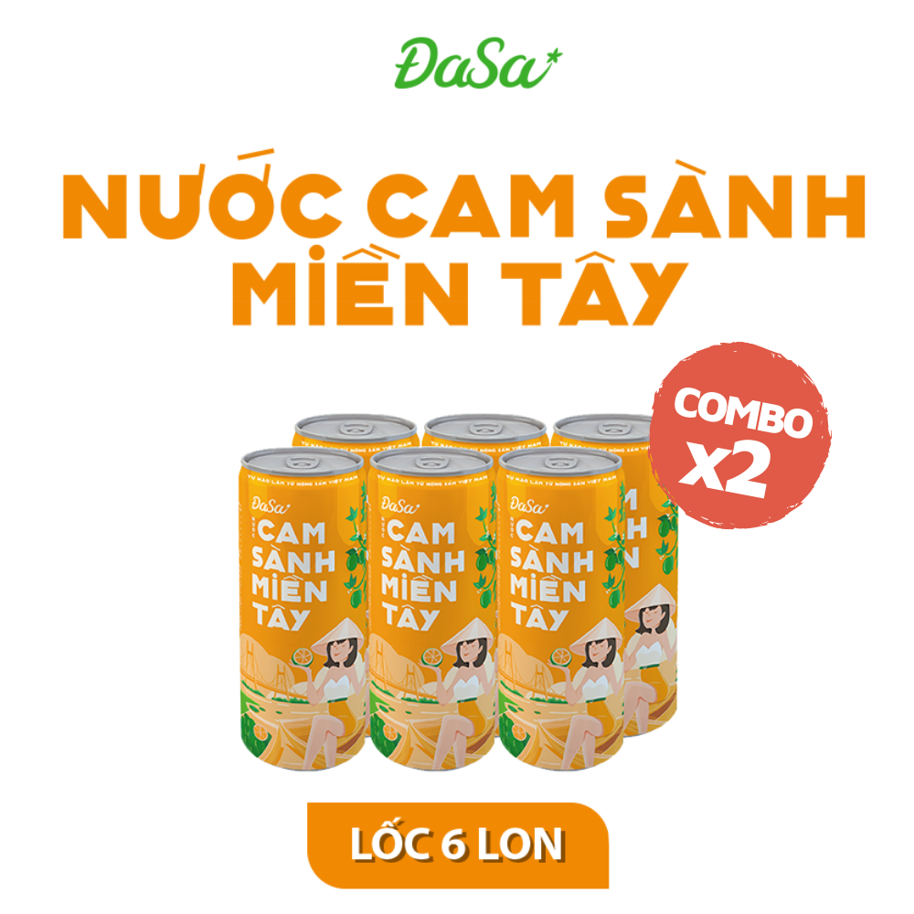 Combo 2 lốc nước cam sành miền tây đasa - lốc 6 lon/chai x 240ml