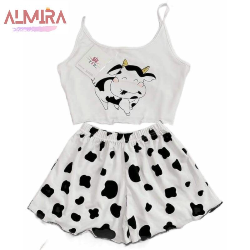 Sét Áo Dây Yếm + Quần Short Bò Sữa Siêu Cute, Bộ Đùi Đồ Mặc Hè