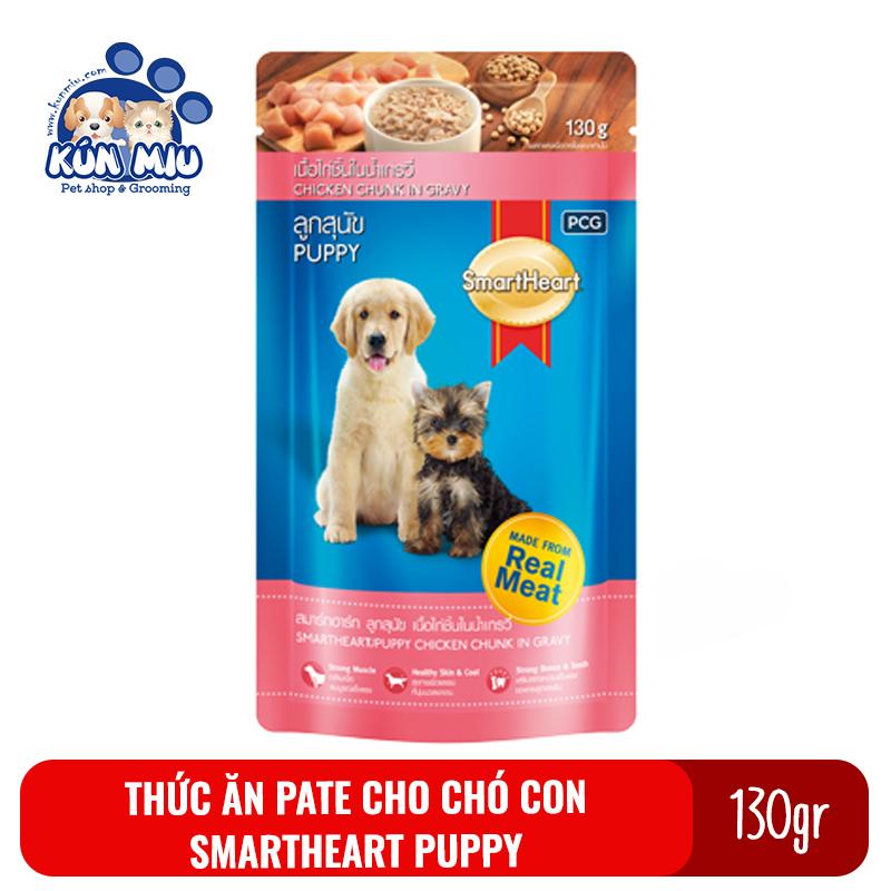 [Hoàn Tiền 10%] Thức ăn pate cho chó con vị gà Smartheart Puppy 130gr