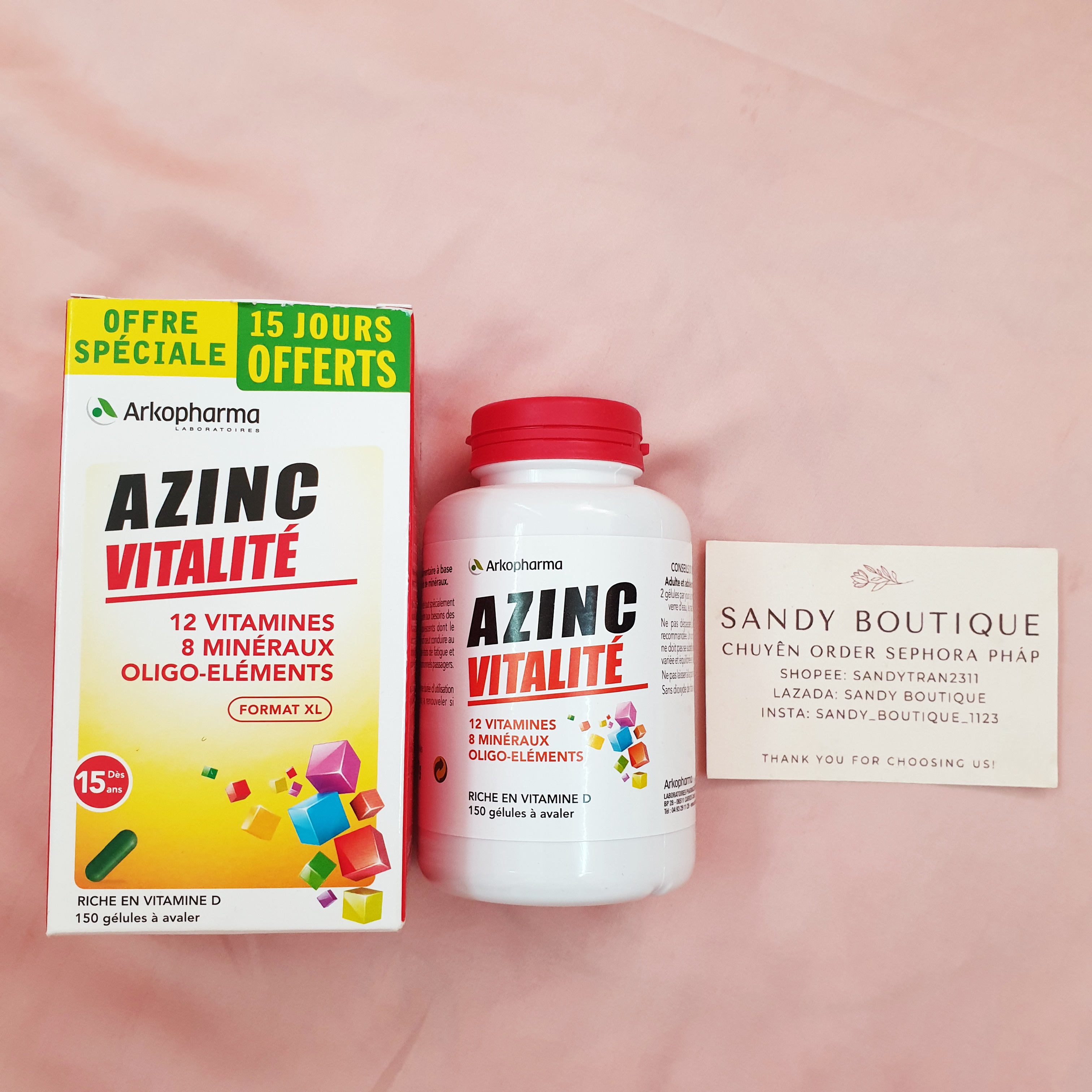 Viên uống tổng hợp bổ sung vitamin và dưỡng chất hàng Pháp Arkopharma Azinc Vitalite