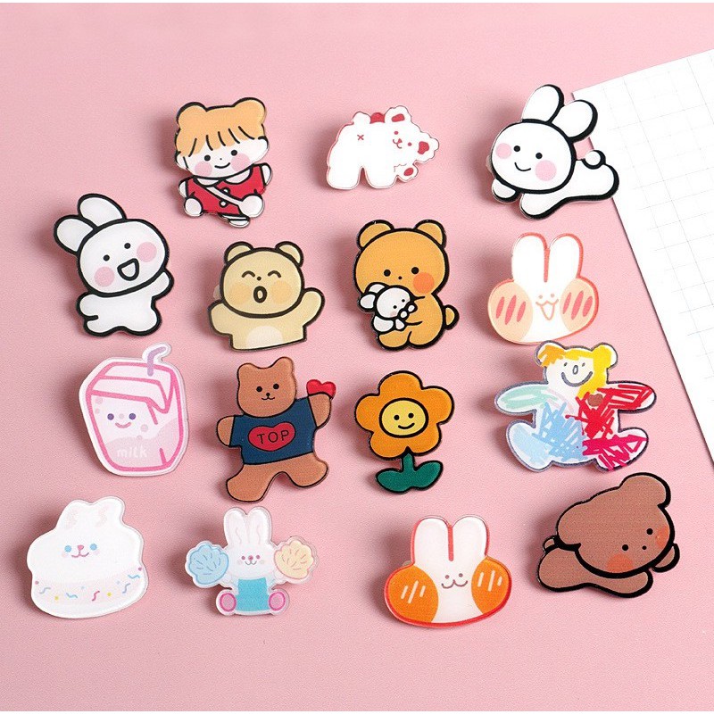 Phụ kiện sticker huy hiệu Mica trang trí balo túi tote siêu cute PKT01