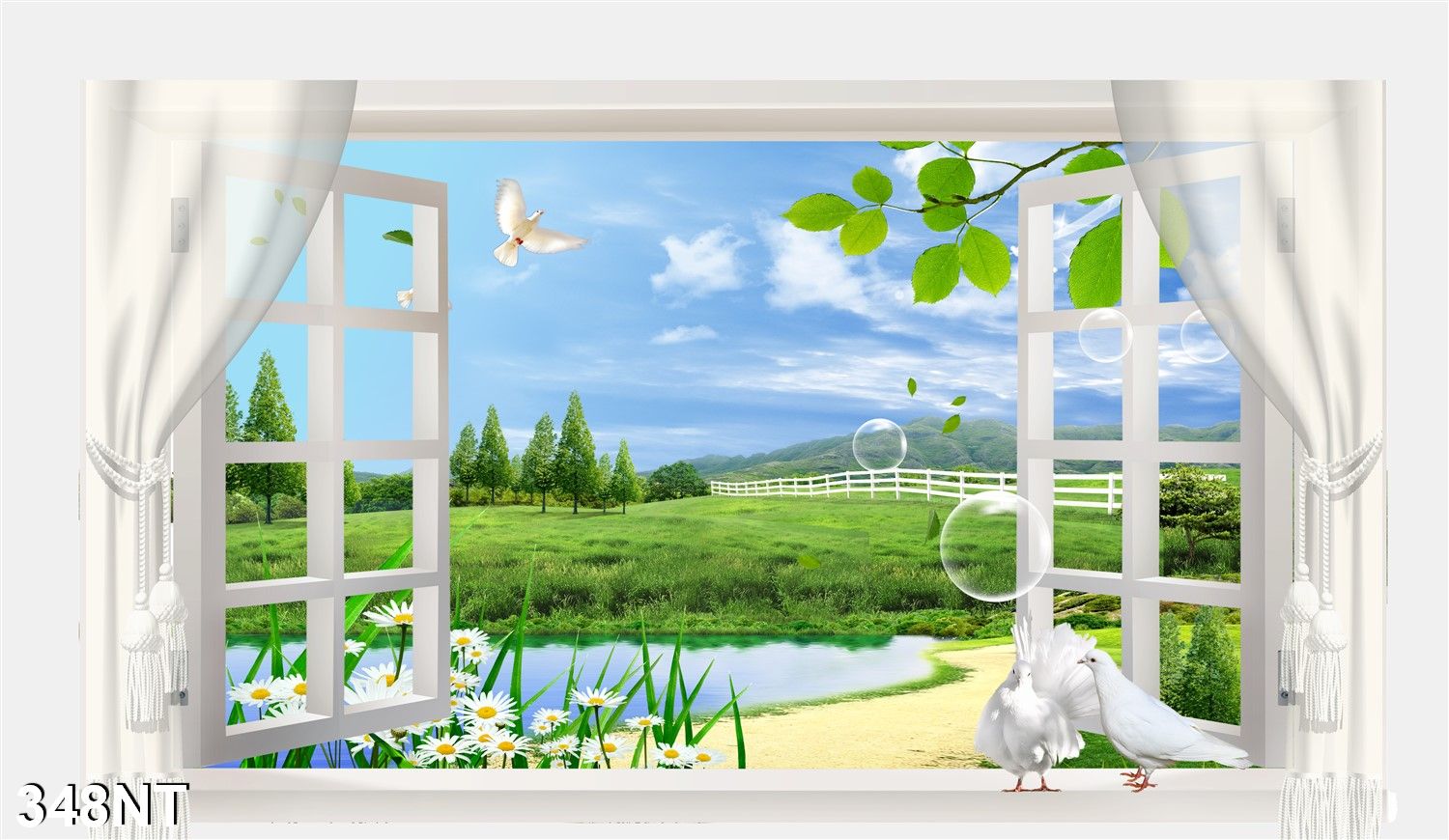 Lịch sử giá Tranh dán tường 3d cửa sổ phong cảnh đẹp 348nt - tranh ...