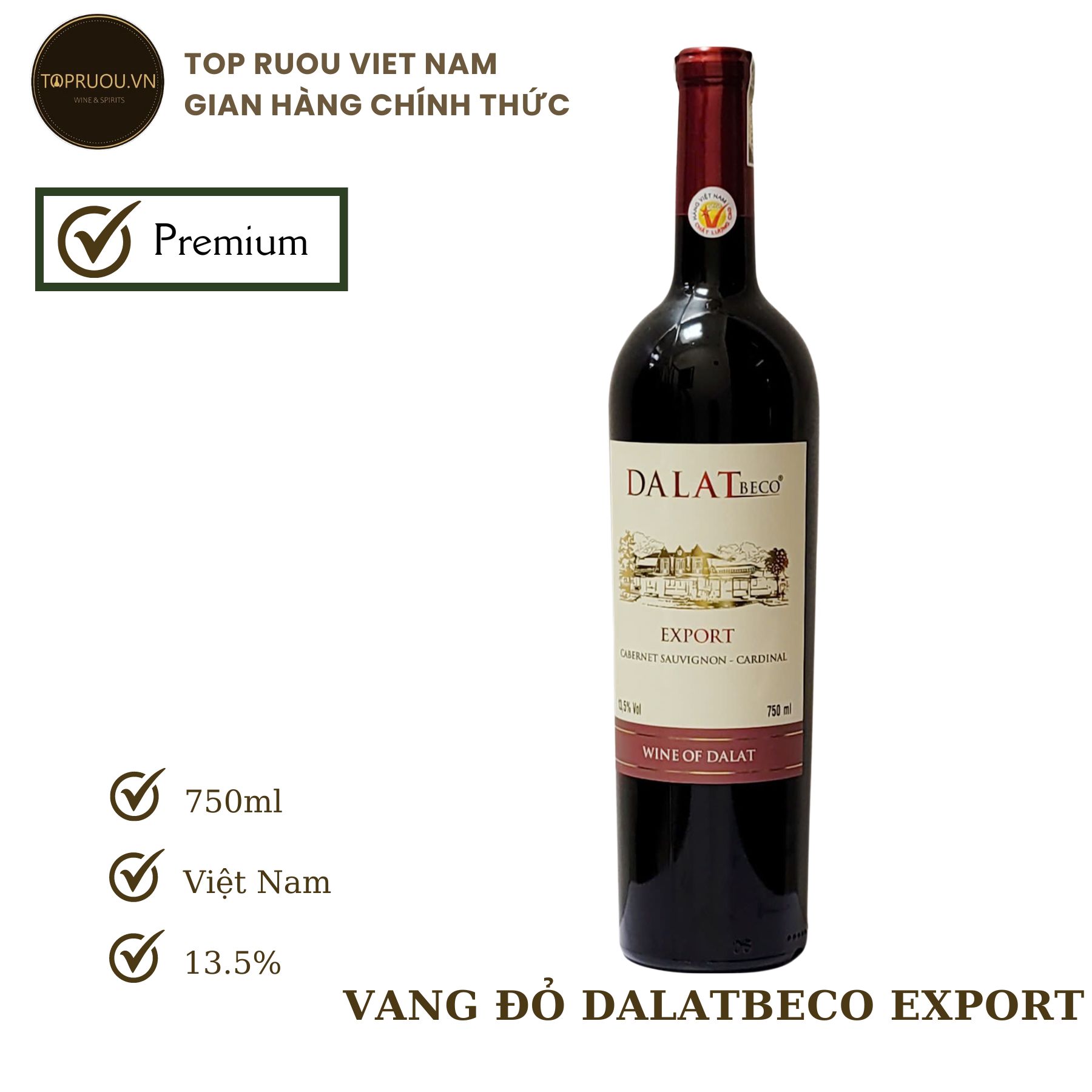 [Top Rượu VN] Rượu Vang Đỏ Dalatbeco Export 750ml [Chính Hãng]