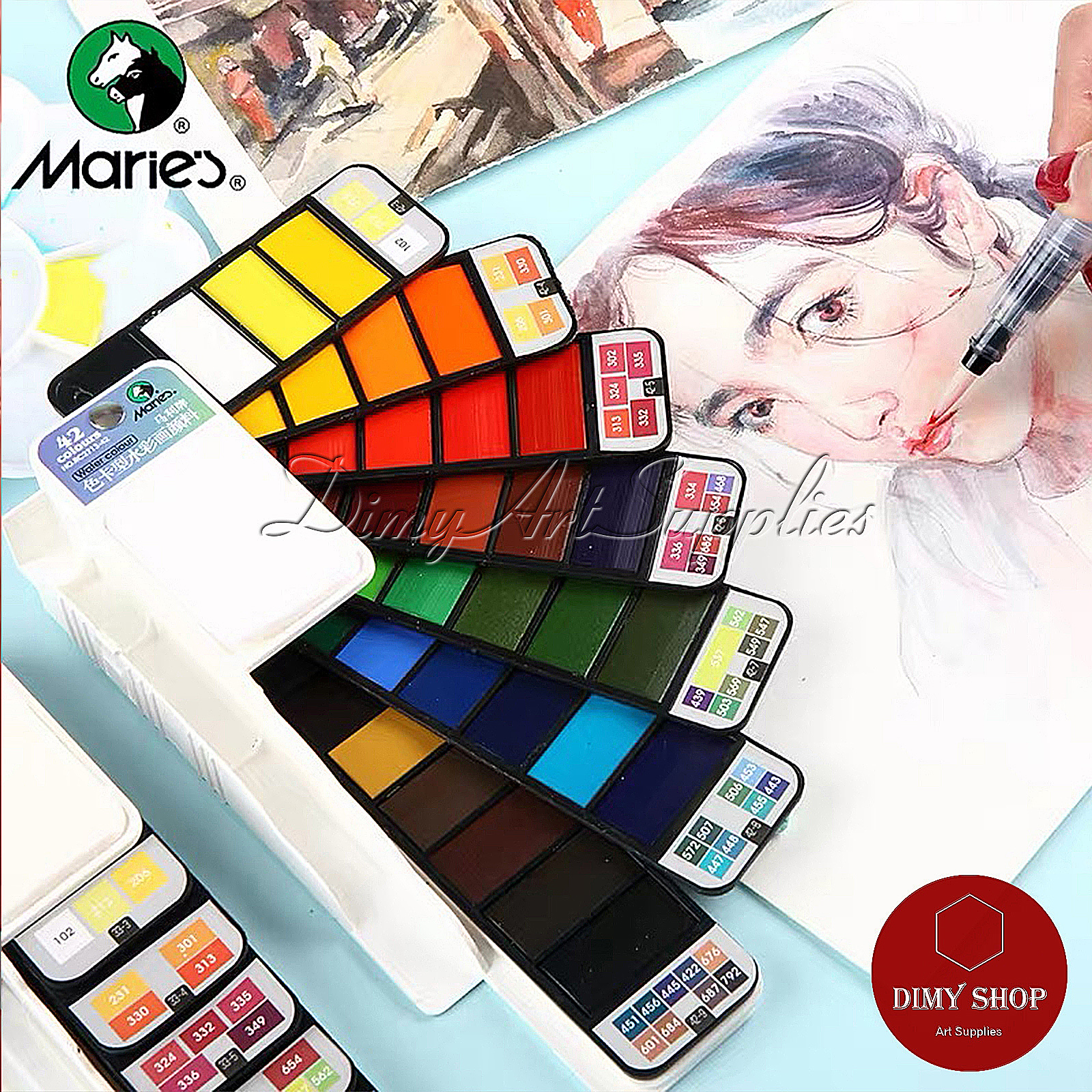 [HCM]Màu Nước Dạng Thẻ MARIES 18/25/33/42 (kèm cọ nước)