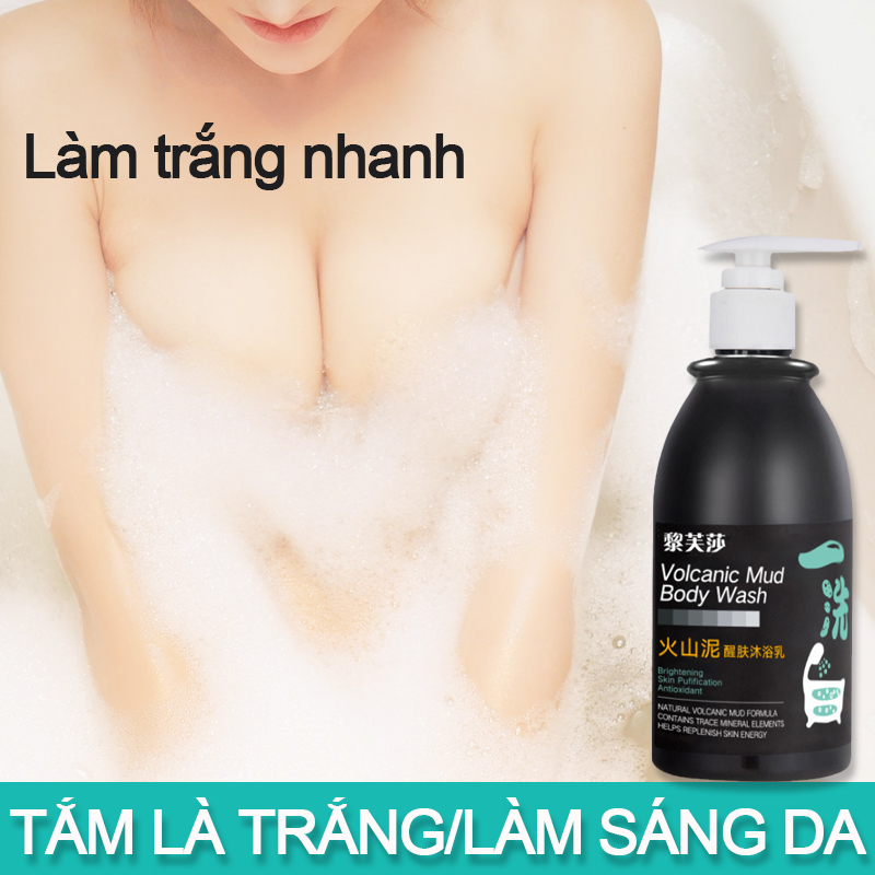 Sữa tắm bùn núi lửa sữa tắm trắng da sữa tắm dưỡng ẩm 250ml sữa tắm trắng da toàn thân sạch sâu loại bỏ da chết làm trắng nhanh