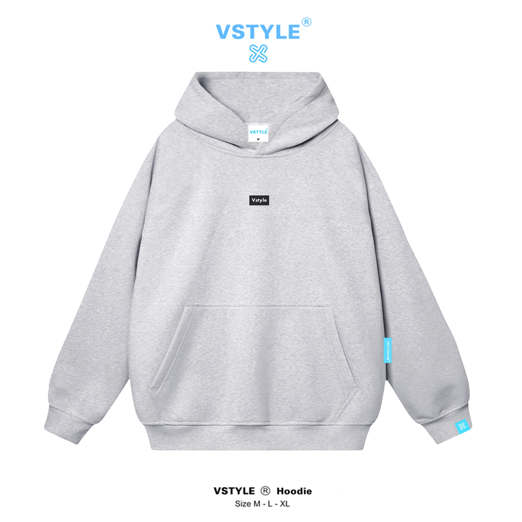 Áo Hoodie Chui Basic Logo Cao Su Vstyle Unisex Local Brand - Xám Tiêu