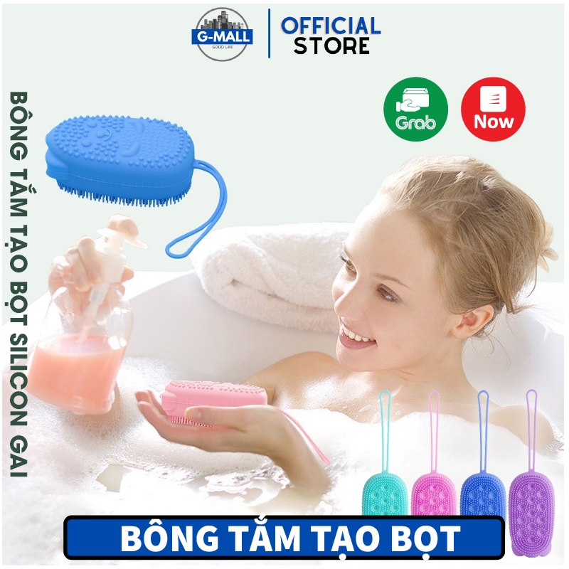 Bông tắm bọt biển silicone cọ chà lưng tẩy tế bào da chết tạo bọt kỳ ghét