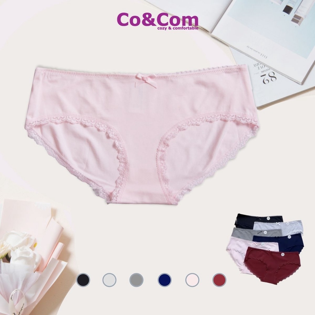 Combo Quần Lót Nữ Viền Ren Co&Com Mềm Mịn Thấm Hút Lót Đũng Kháng Khuẩn NO8003