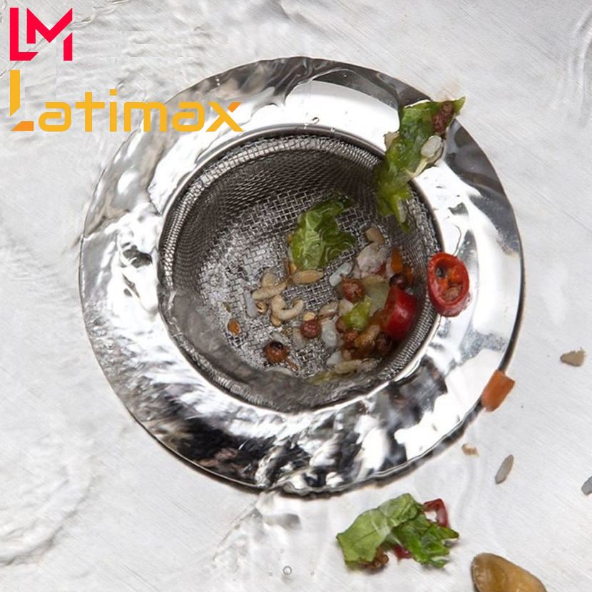 Tấm lưới lọc rác bồn rửa chén, chậu rửa bát, khe thoát nước nhà tắm thông minh Latimax Inox chống han gỉ - Đường kính 11.3 cm
