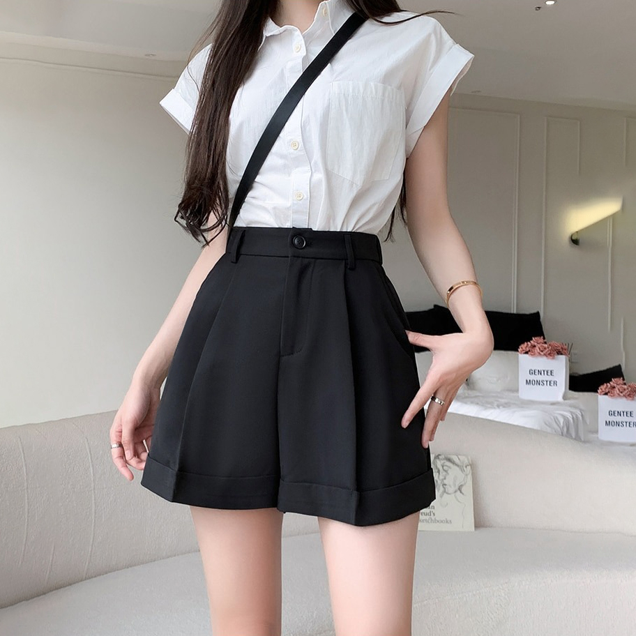 Quần short đùi nữ ống rộng lưng thun sau lai lật chất liệu cao cấp siêu cute - S02