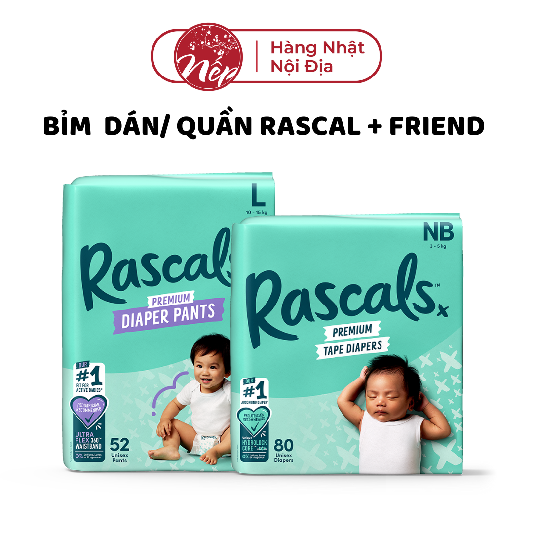 Bỉm Dán/Quần Rascal + Friends Size NB/S/M/L/XL/XXL