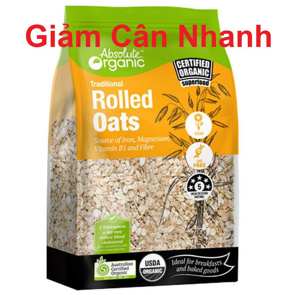FreeShipMax - Yến Mạch Giảm Cân Cán Dẹt Tươi Úc 700g Chính Hãng Hàng Nhập Hữu Cơ Absolute Organic Rolled Oat - Bách Hóa Linh Lan 168