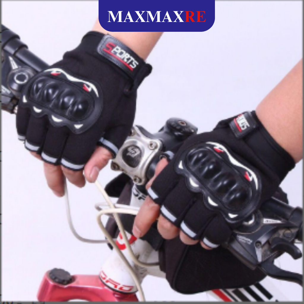 Găng Tay Xe Máy, Găng Tay Đi Phượt Sport Cụt Ngón Có Gù Bảo Vệ